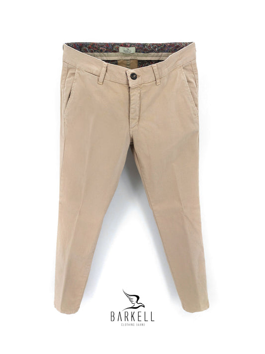 Pantalone Beige Modello Chinos in Cotone Piquet