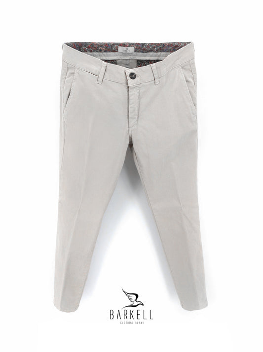Pantalone Grigio Ghiaccio Modello Chinos in Cotone Piquet