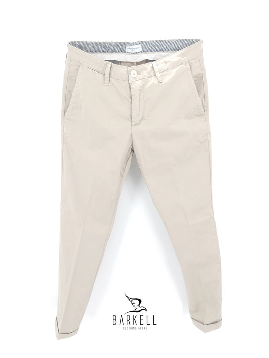 Pantalone Gesso Modello Chinos in Cotone Raso