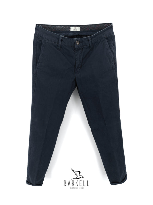 Pantalone Blu Modello Chinos in Cotone Raso