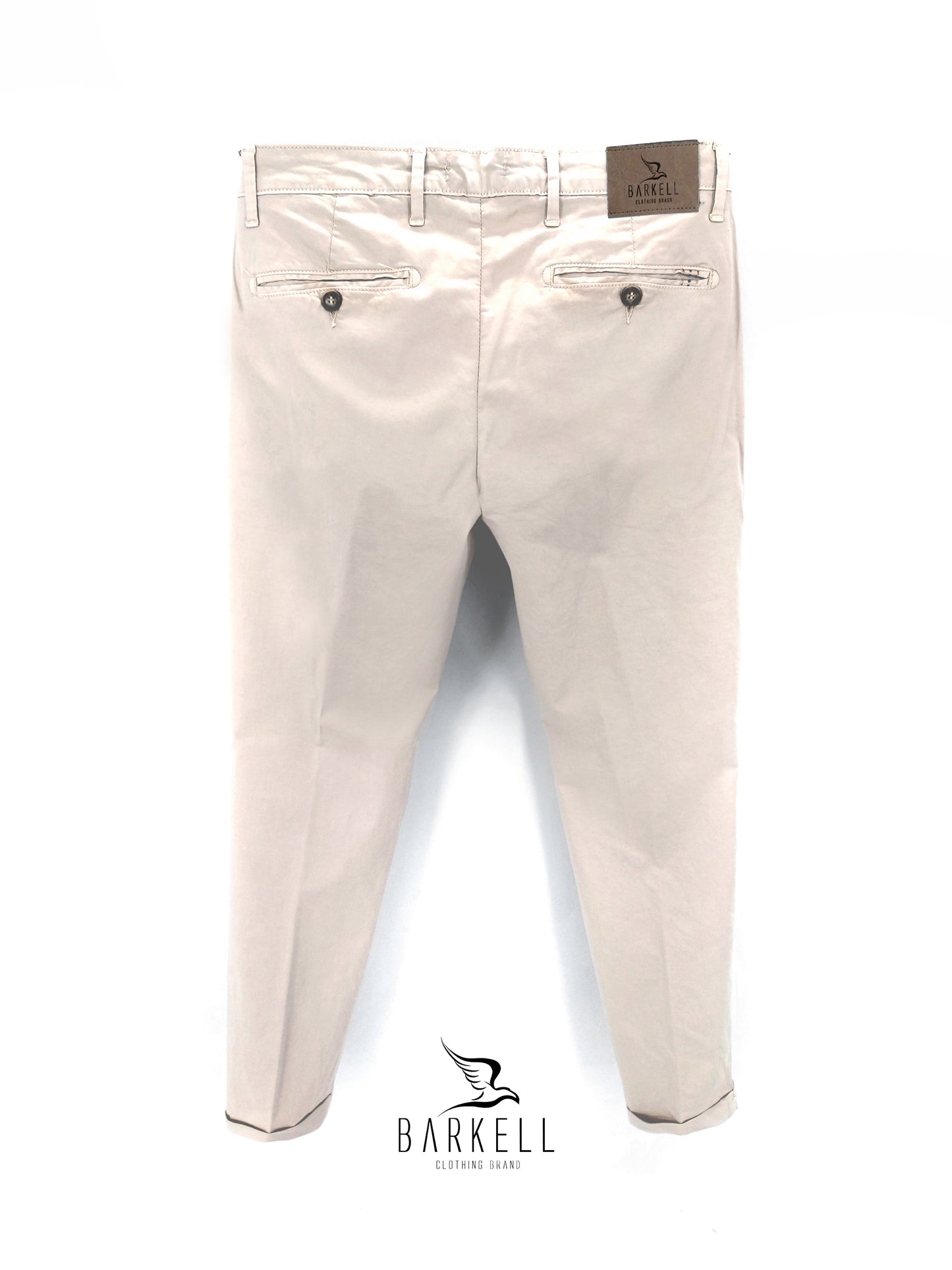 Pantalone Sabbia Chiaro Modello Chinos in Cotone Raso