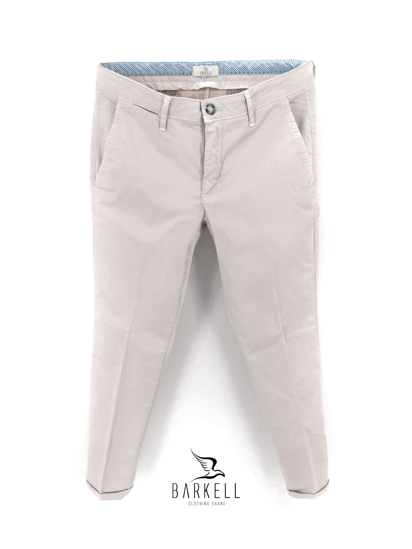 Pantalone Beige Ghiaccio Modello Chinos in Cotone Raso