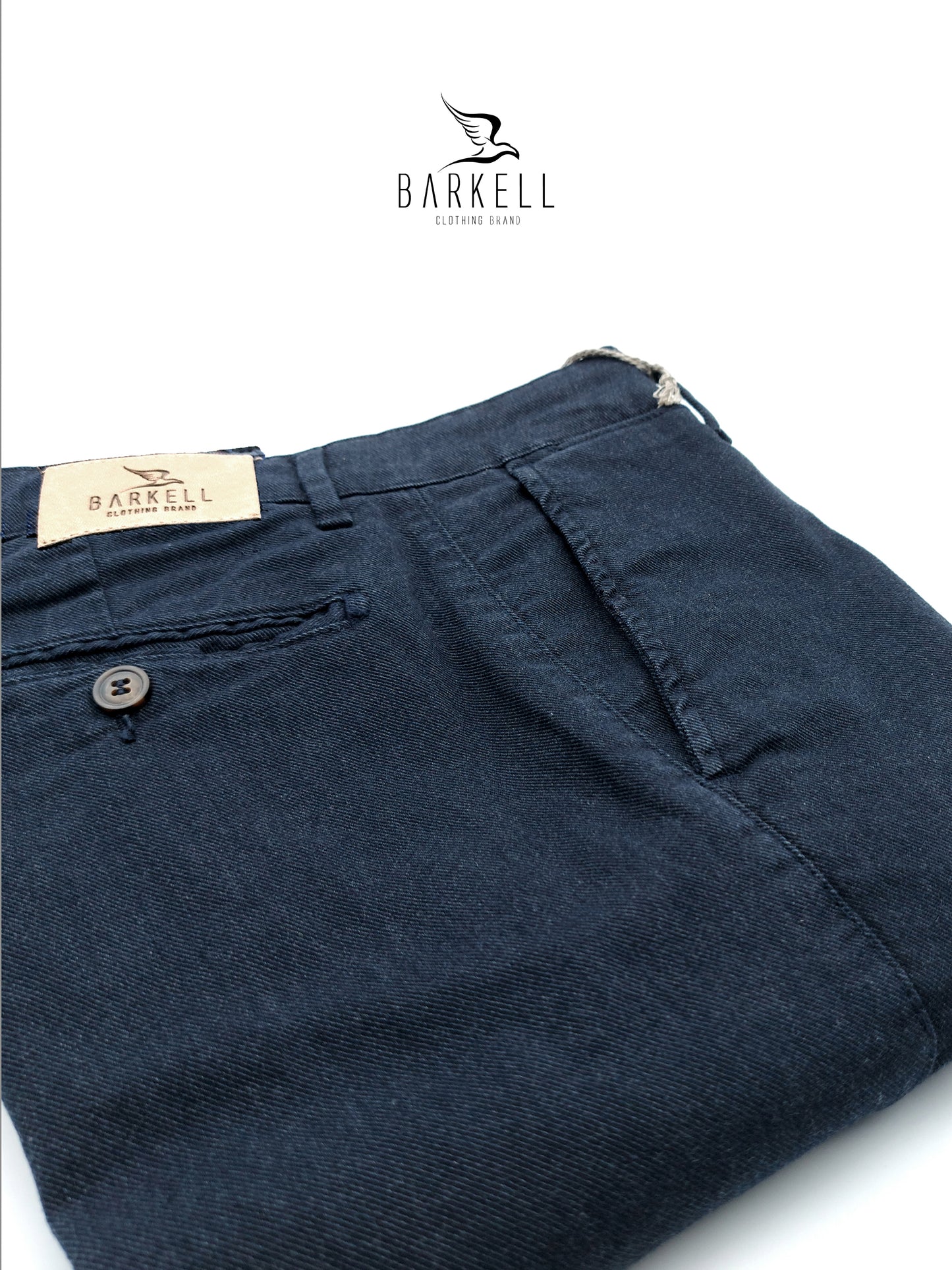Pantalone Blu Modello Chinos in Cotone Fantasia Diagonale