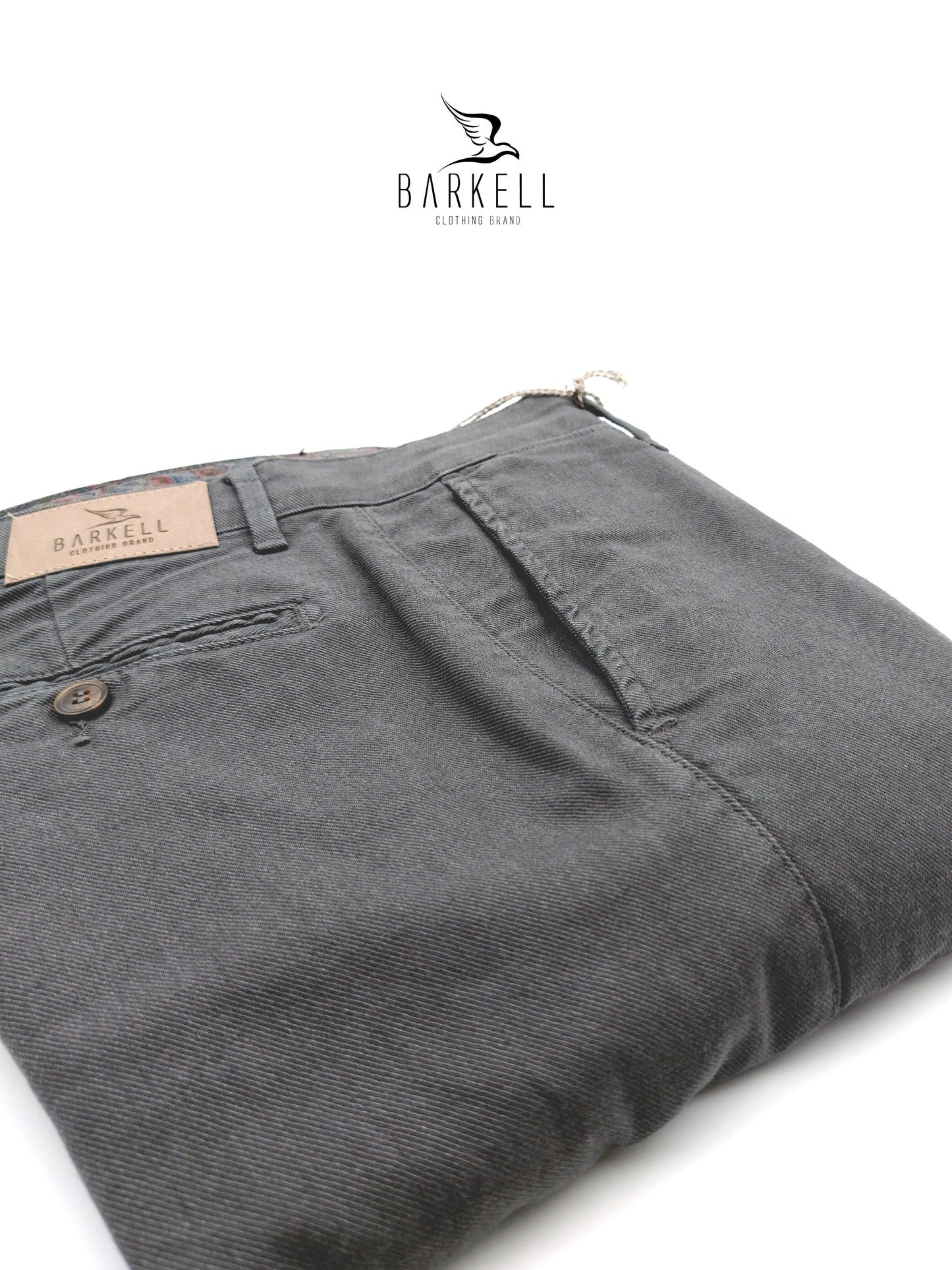 Pantalone Grigio Modello Chinos in Cotone Fantasia Diagonale