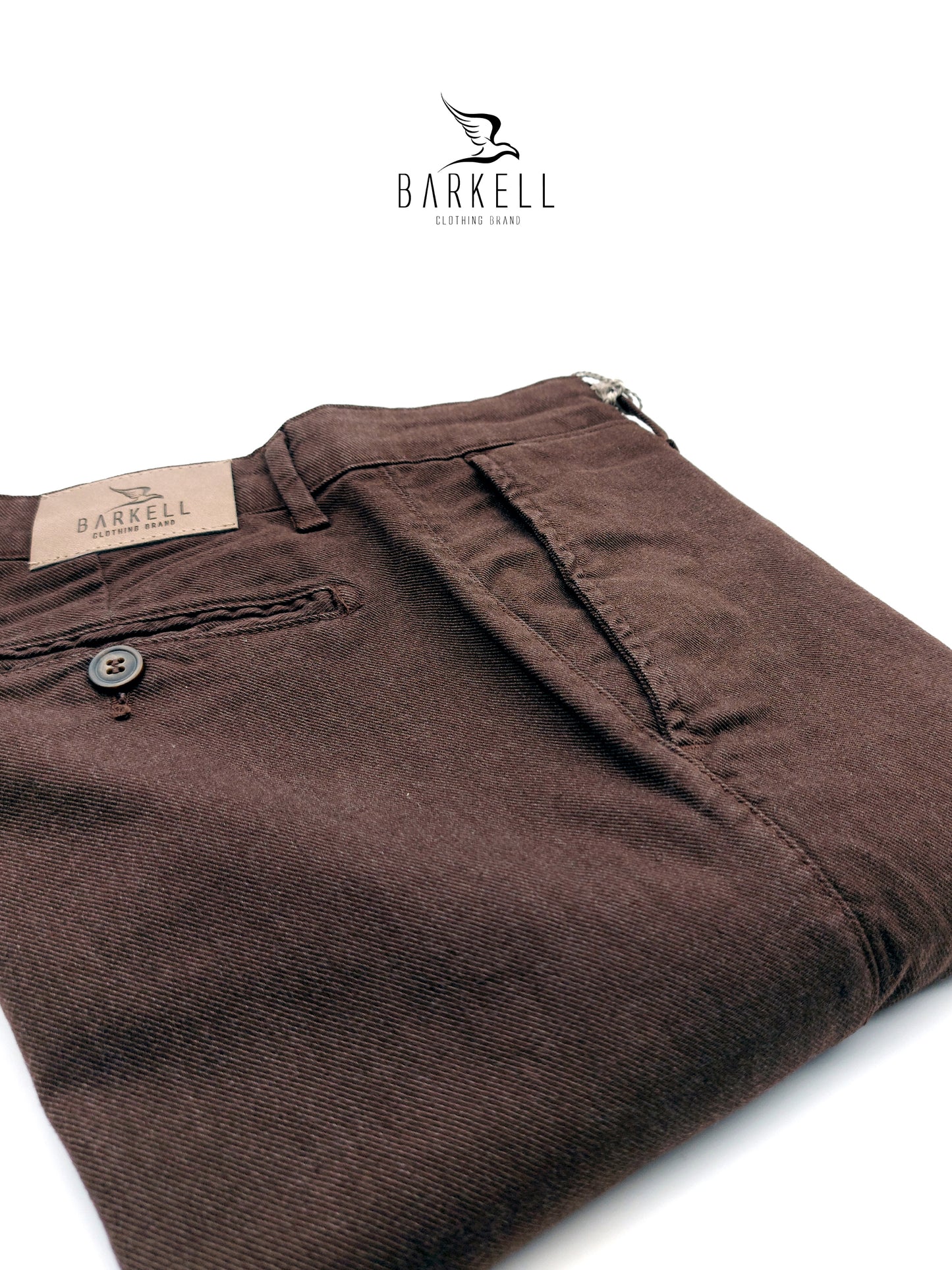Pantalone Marrone Modello Chinos in Cotone Fantasia Diagonale