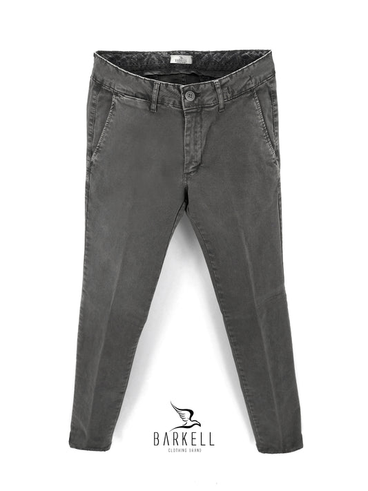 Pantalone Grigio Ferro Modello Chinos in Cotone Gabardina Ice Vintage
