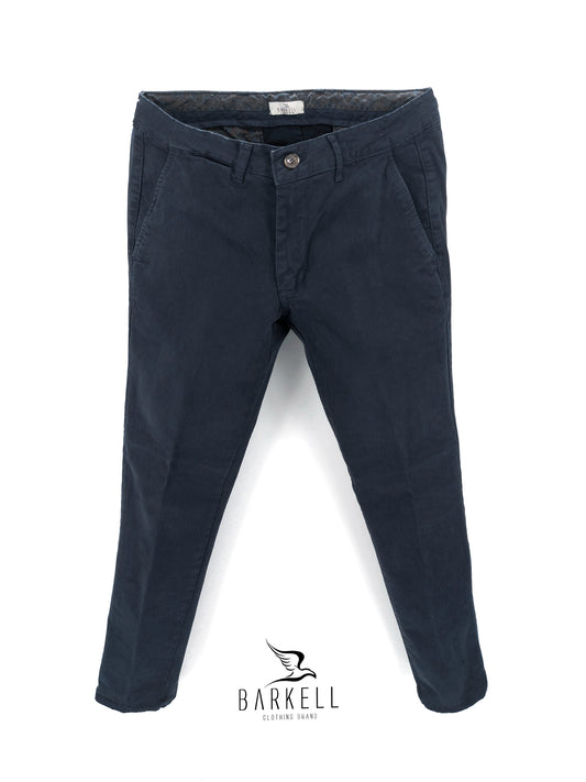 Pantalone Blu Modello Chinos in Cotone Gabardina
