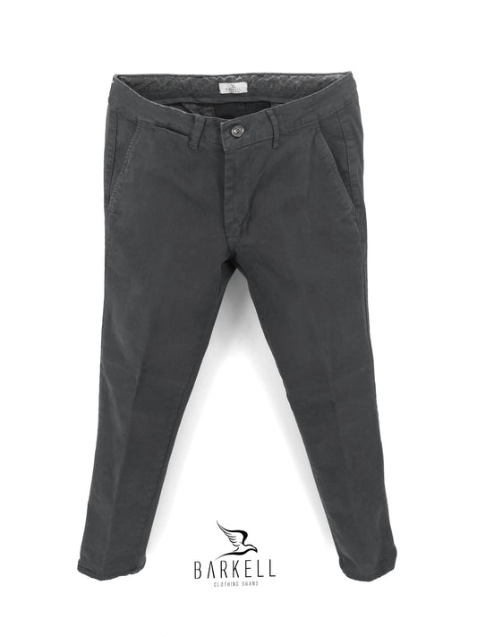 Pantalone Grigio Ferro Modello Chinos in Cotone Gabardina