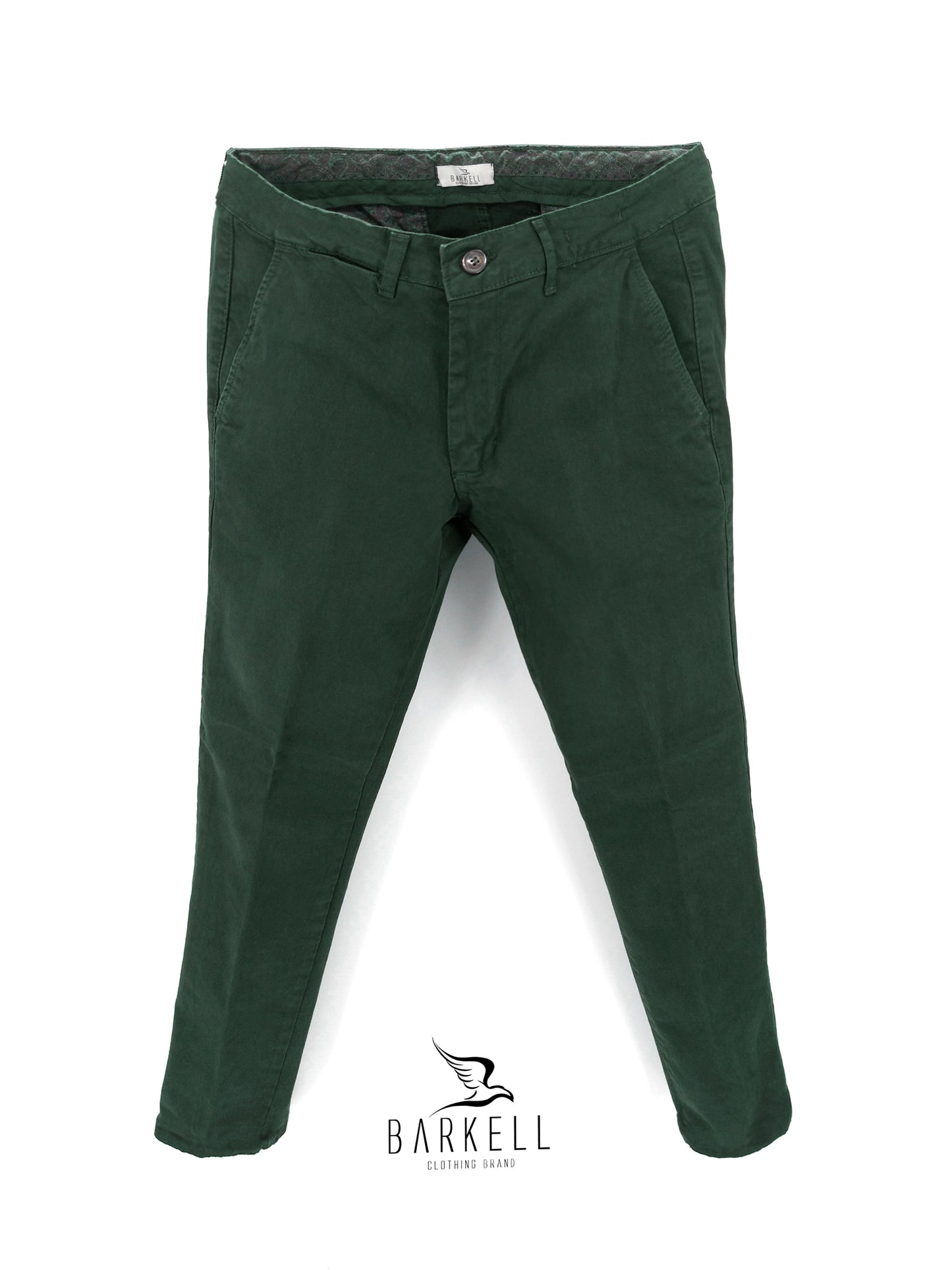 Pantalone Verde Bottiglia Modello Chinos in Cotone Gabardina
