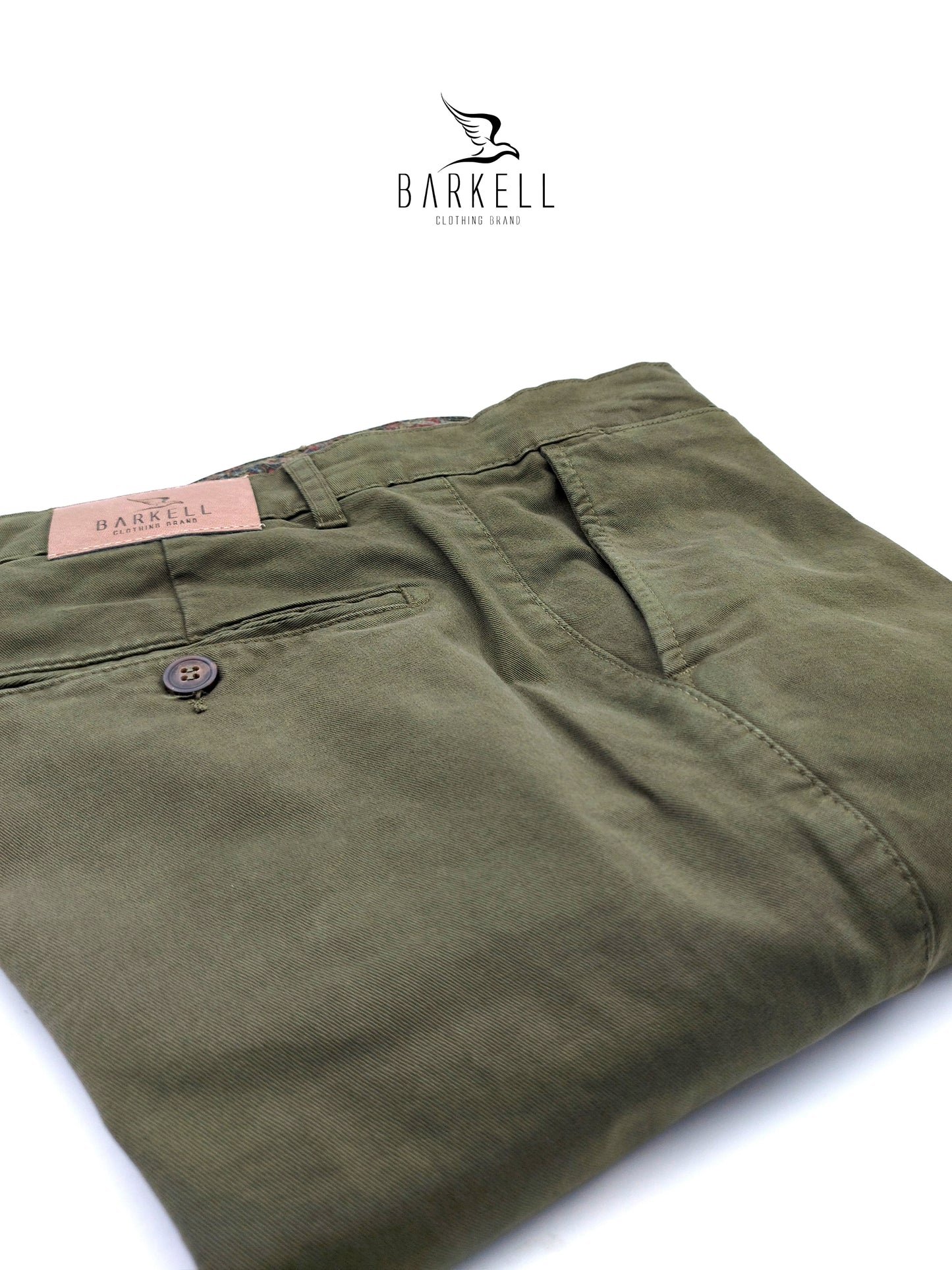 Pantalone Verde Modello Chinos in Cotone Gabardina