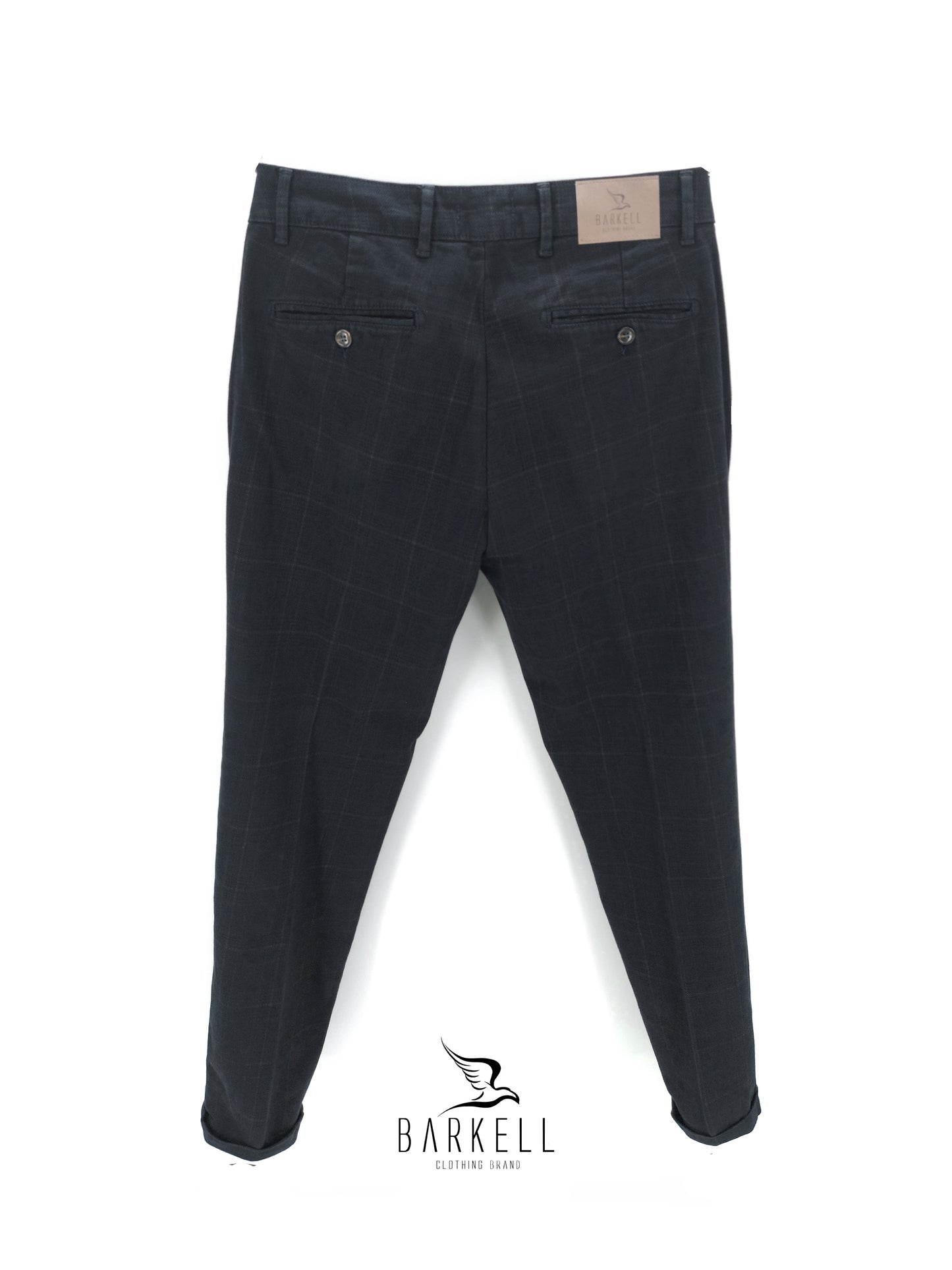 Pantalone Blu Indaco Modello Chinos in Cotone Principe Di Galles