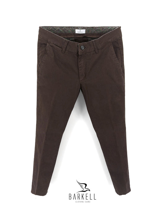 Pantalone Cacao Modello Chinos in Cotone Piquet