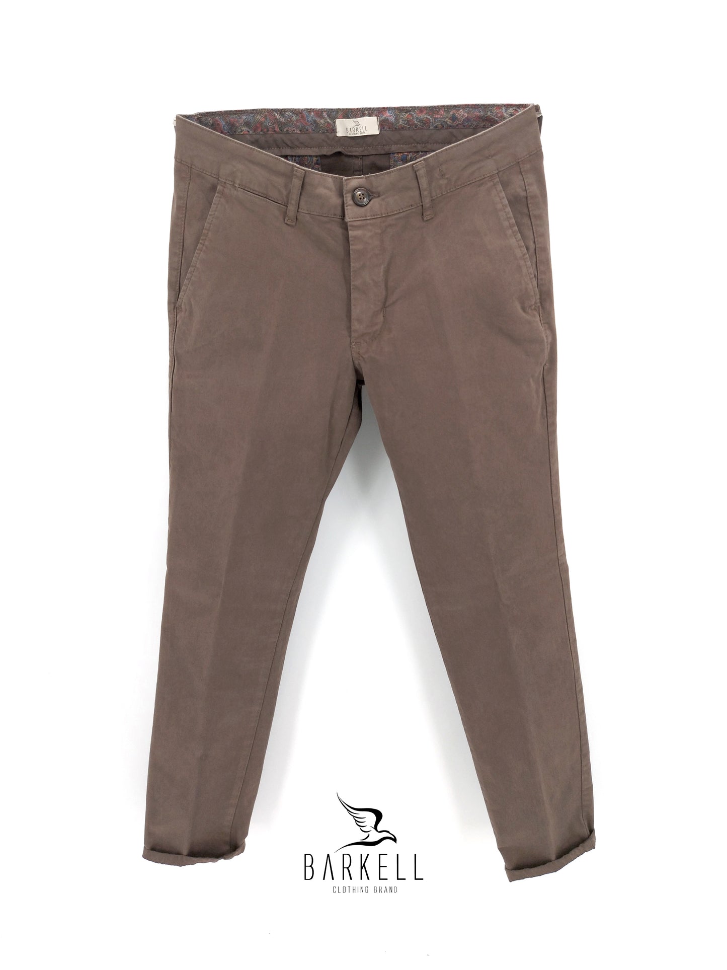 Pantalone Fango Modello Chinos in Cotone Raso
