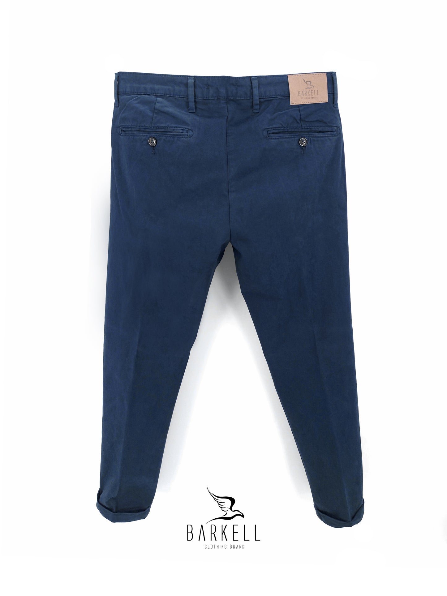 Pantalone Blu Indaco Modello Chinos in Cotone Raso