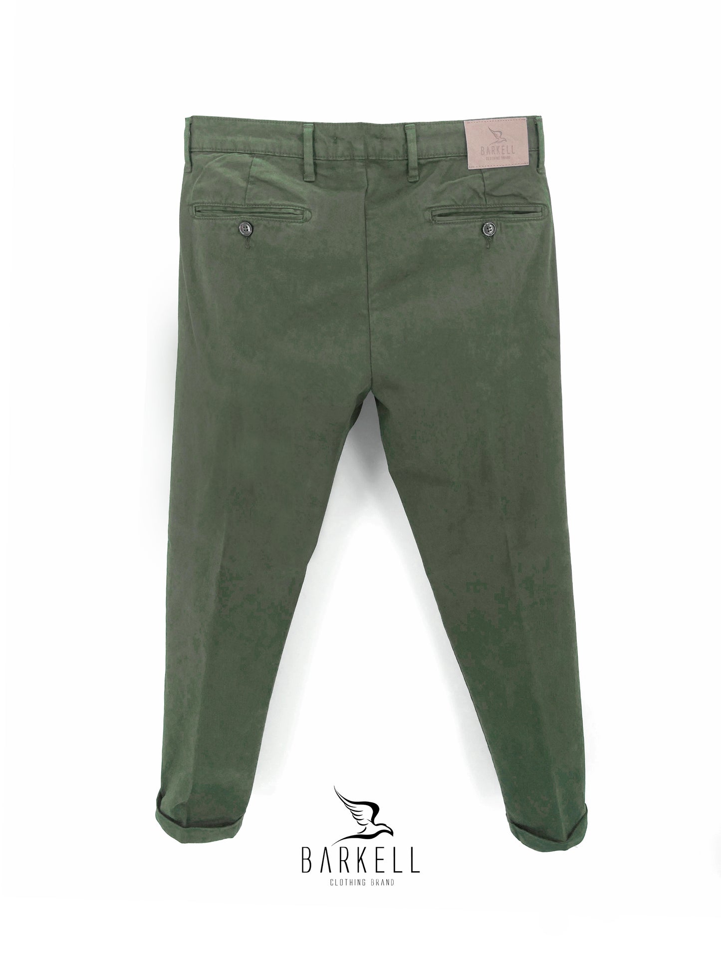 Pantalone Verde Militare Modello Chinos in Cotone Raso