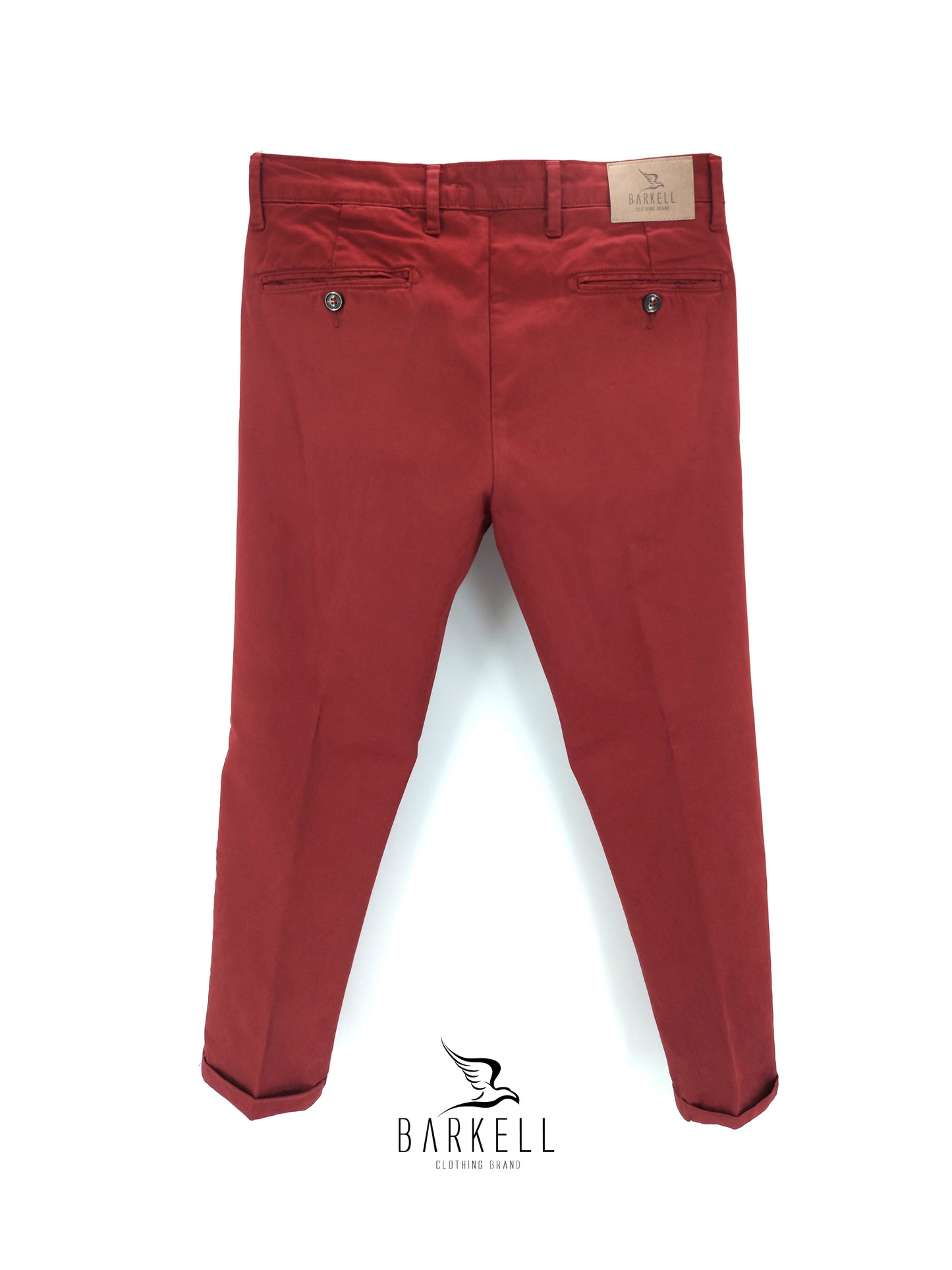 Pantalone Rosso Carminio Modello Chinos in Cotone Raso