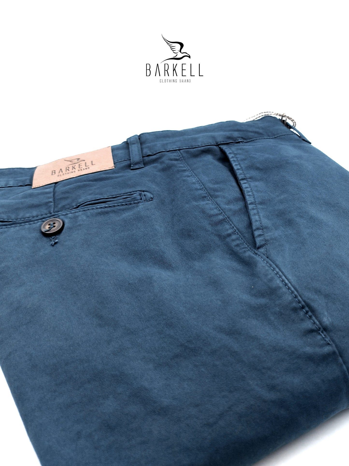 Pantalone Blu Petrolio Modello Chinos in Cotone Raso
