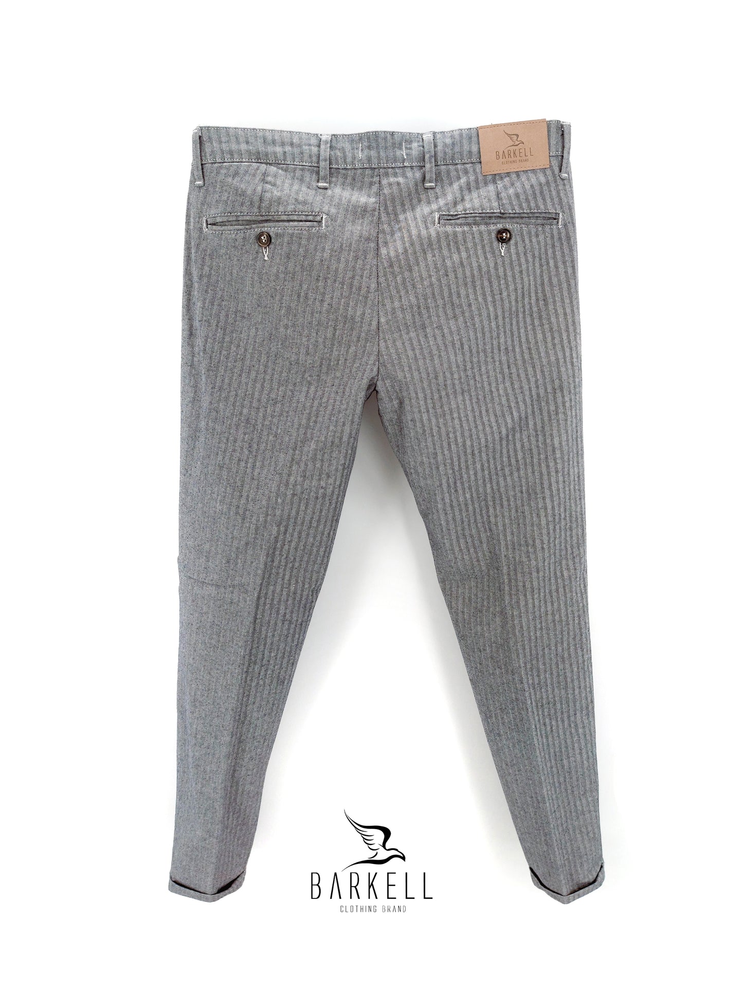 Pantalone Grigio Ghiaccio Modello Chinos in Misto Cotone Spigato