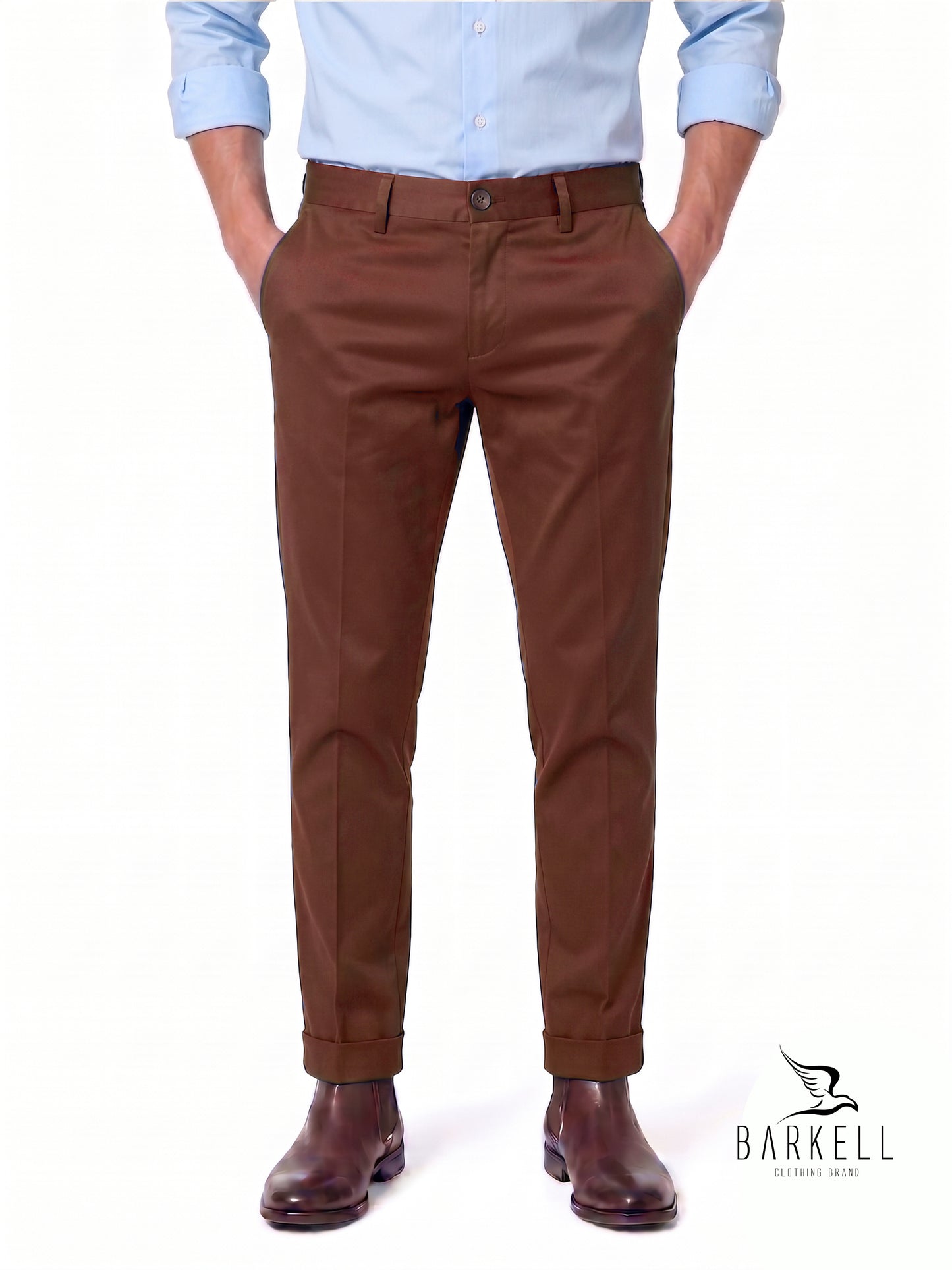 Pantalon Modèle Chino Beige en Gabardine de Coton