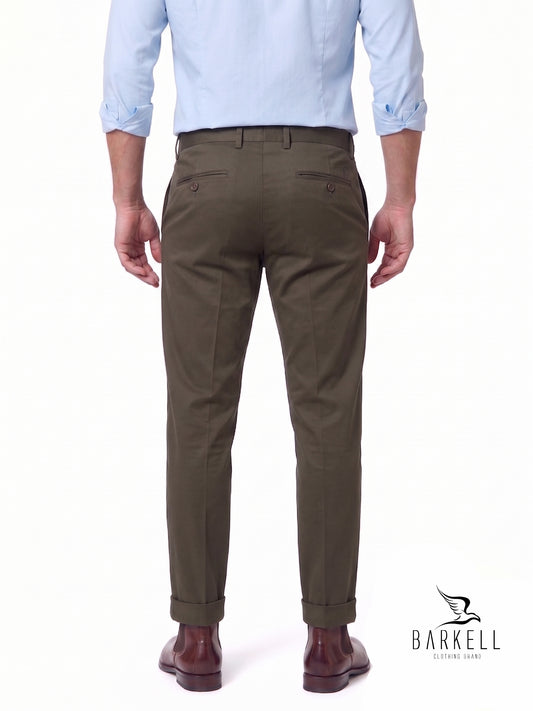 Pantalon Modèle Chino Beige en Gabardine de Coton