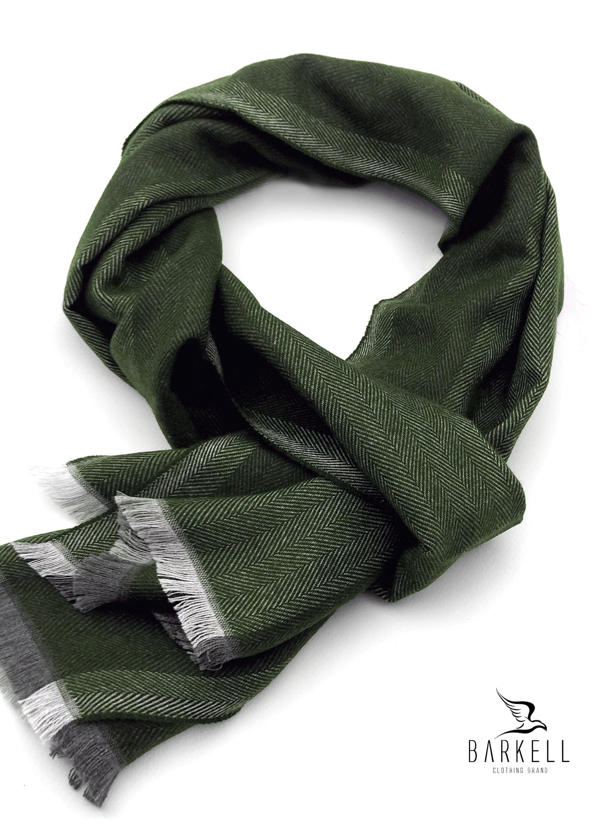 Bufanda de poliviscosa efecto lana con motivo de espiga en jacquard sobre fondo verde