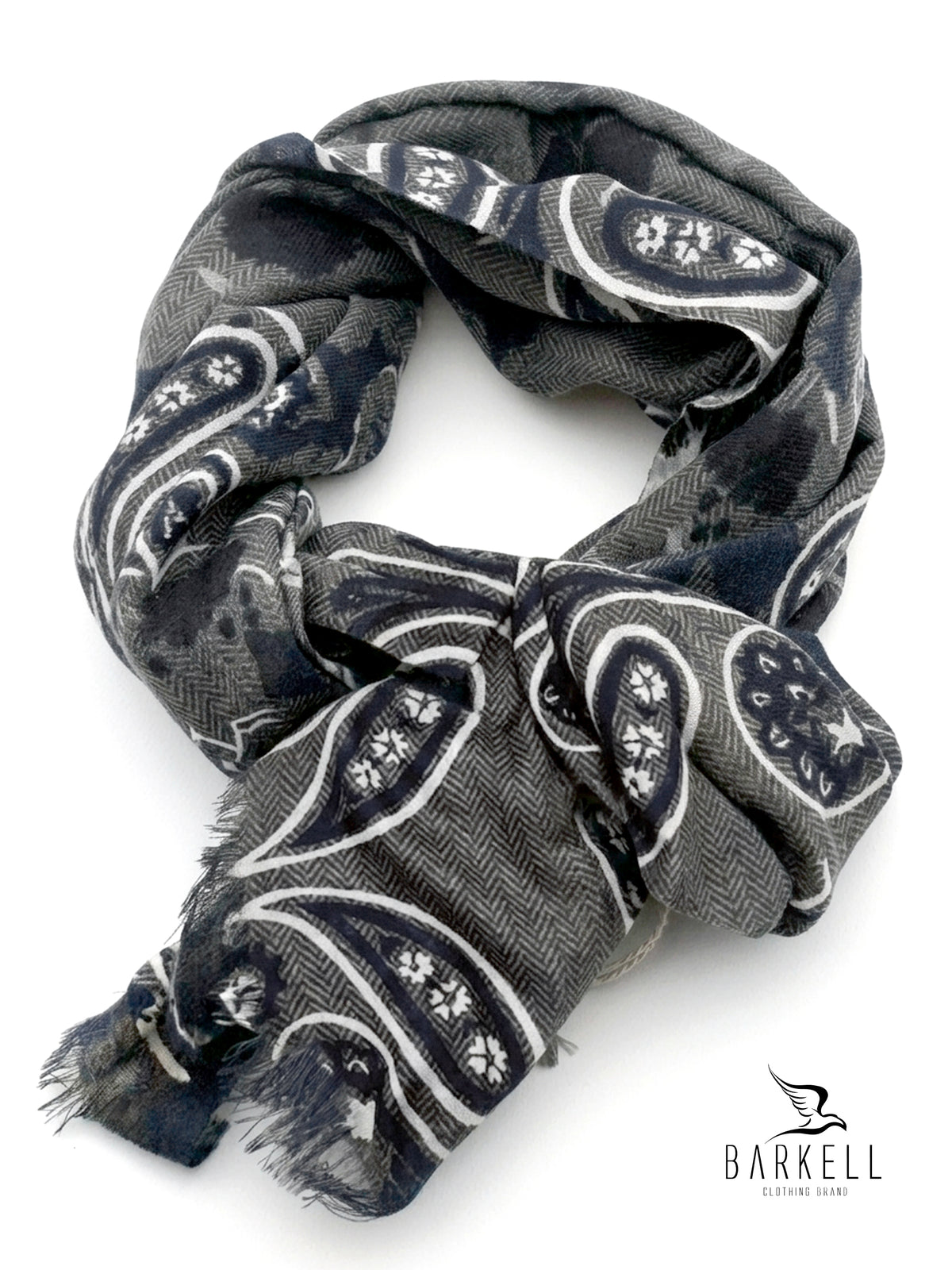 Bufanda de poliviscosa efecto lana con estampado de pata de gallo en jacquard sobre fondo verde