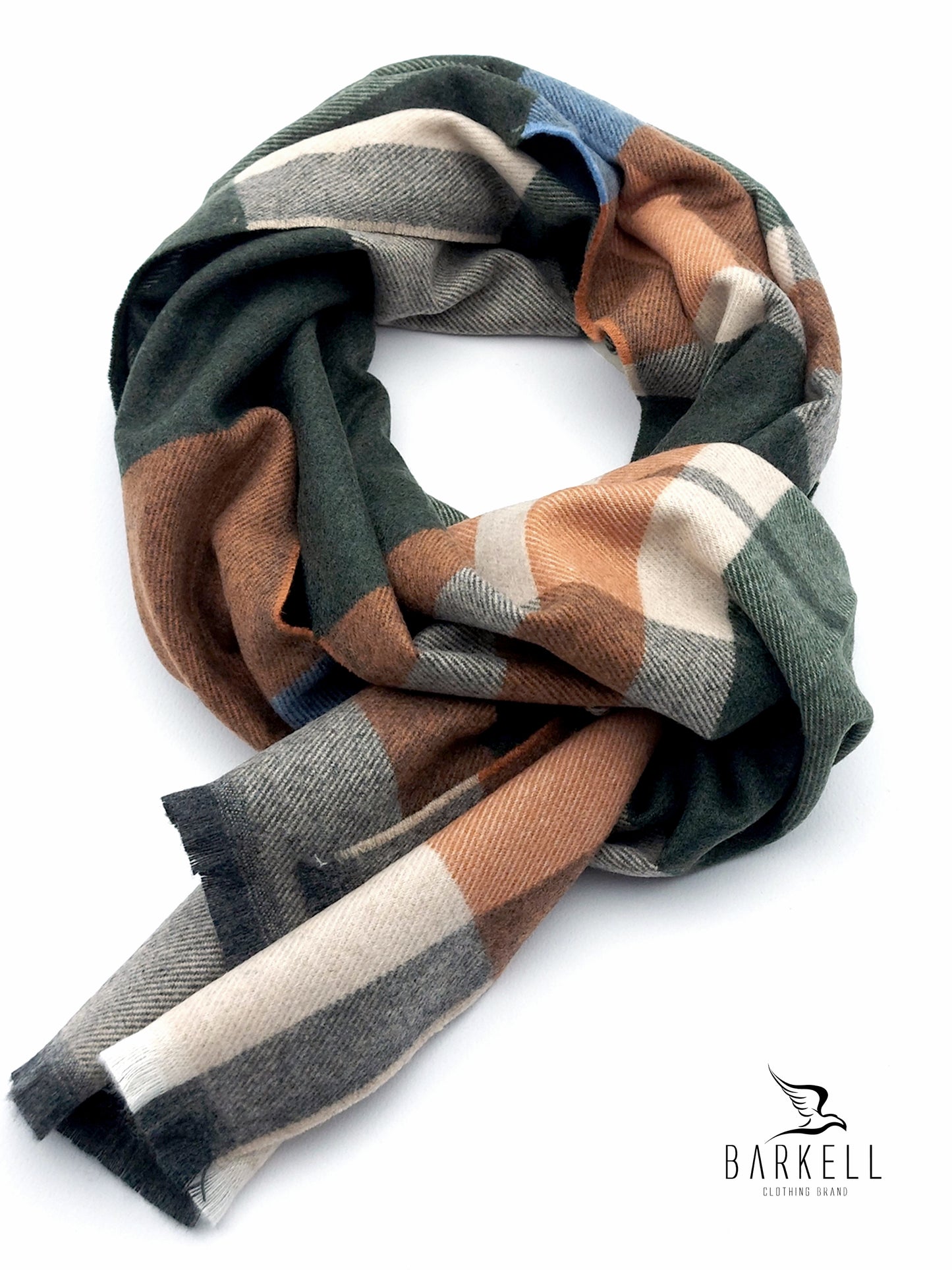 Sciarpino in Poliviscosa Effetto Lana Fantasia Scozzese Fondo Verdone