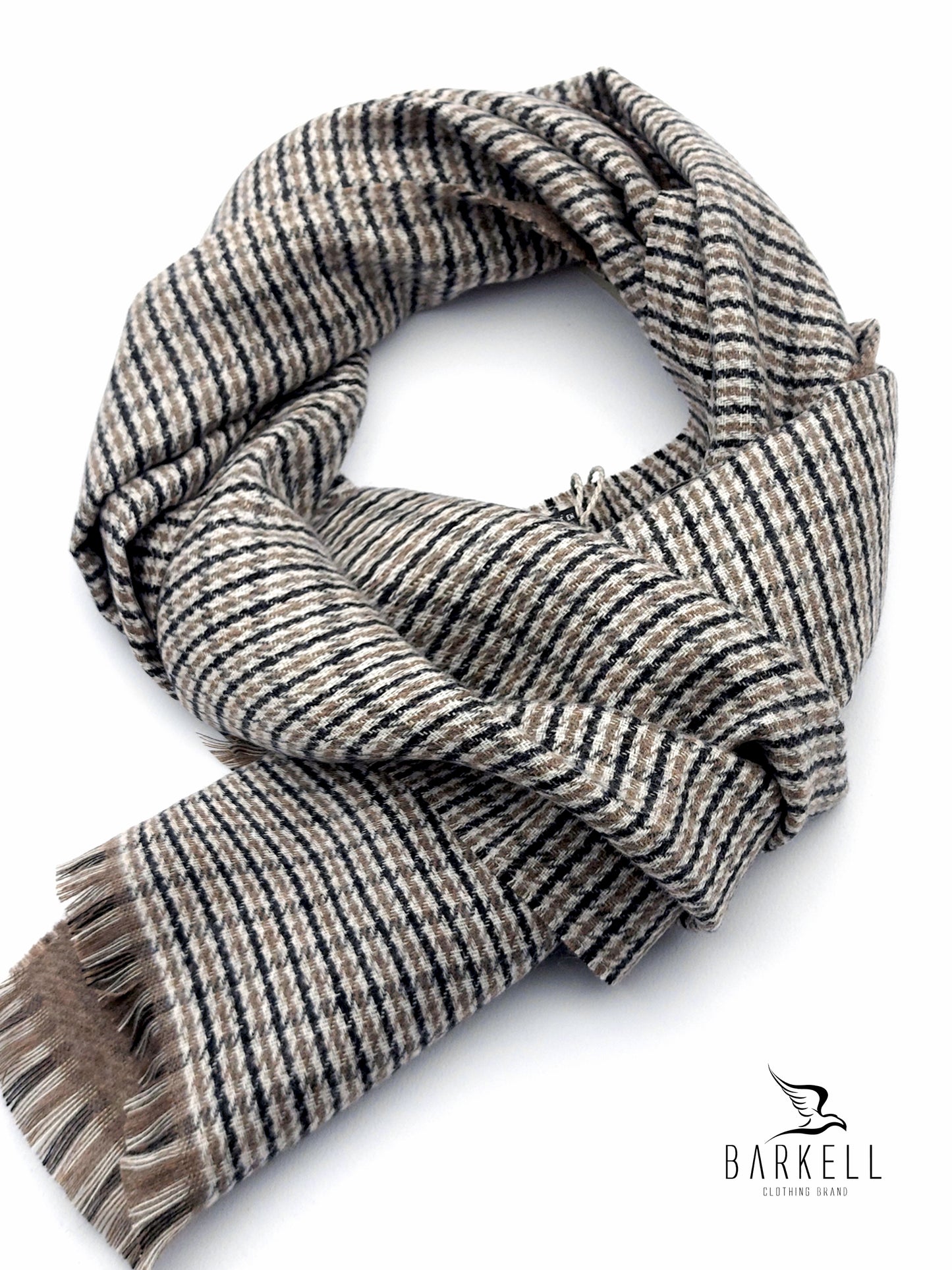 Sciarpino in Poliviscosa Effetto Lana Fantasia Pied de Poule Fondo Corda