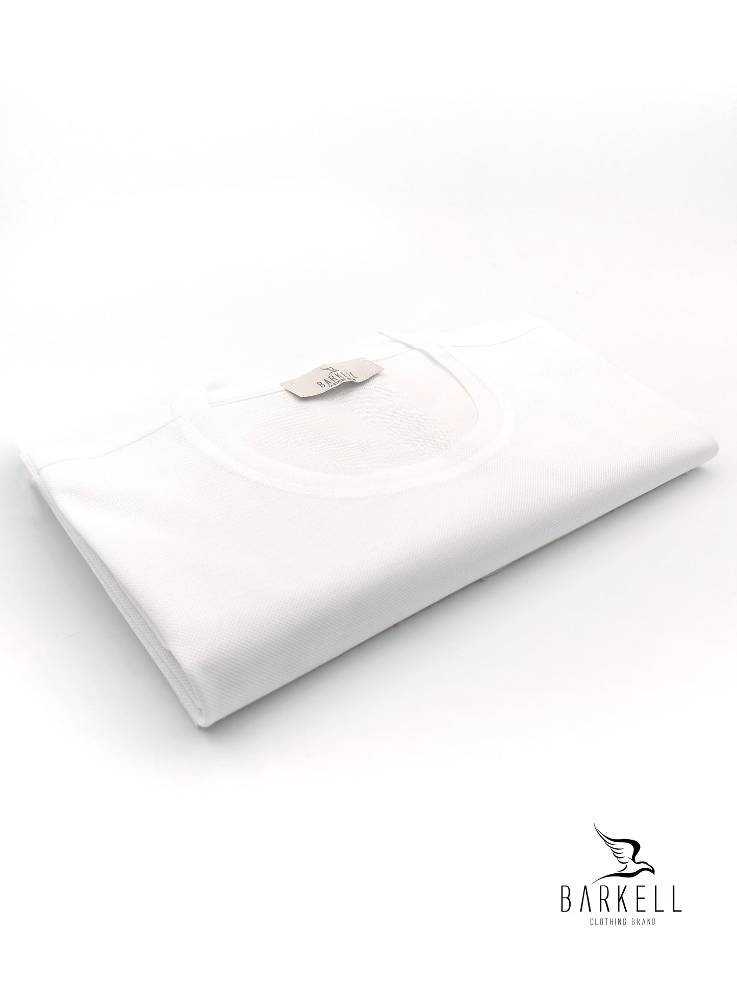 T-Shirt Girocollo con Taschino in Misto Filo di Scozia Color Bianco