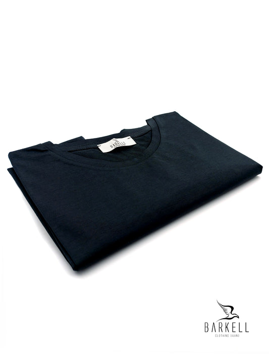 T-Shirt Girocollo in Filo di Scozia Extrafine Color Blu