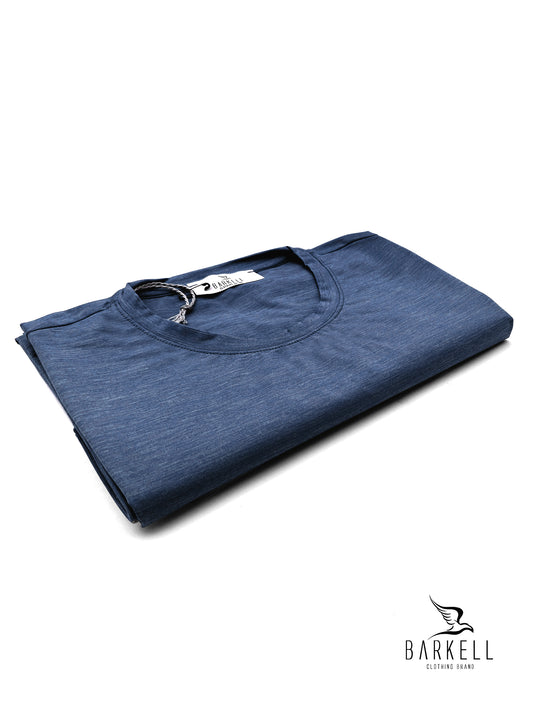 T-Shirt Girocollo in Jersey Lomellina Color Indaco