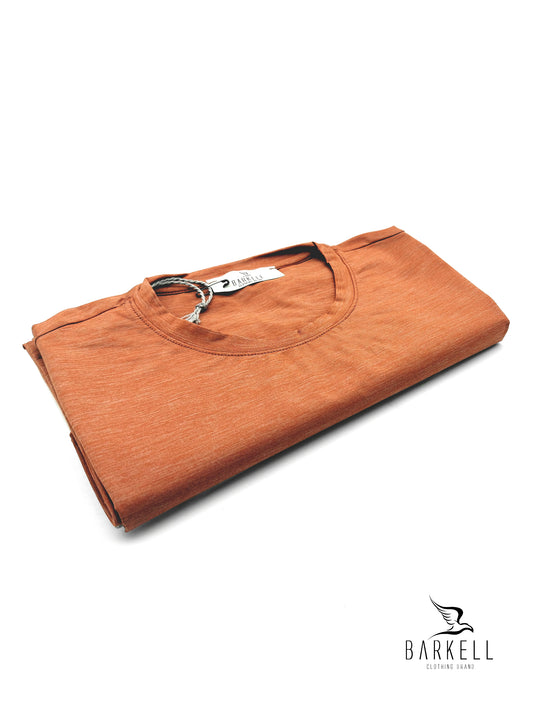 T-Shirt Girocollo in Jersey Lomellina Color Mattone