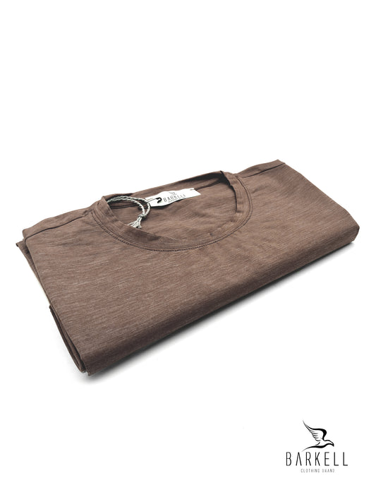 T-Shirt Girocollo in Jersey Lomellina Color Nocciola