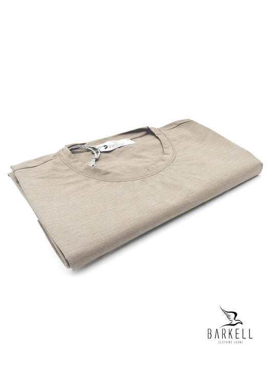 T-Shirt Girocollo in Jersey Lomellina Color Sabbia