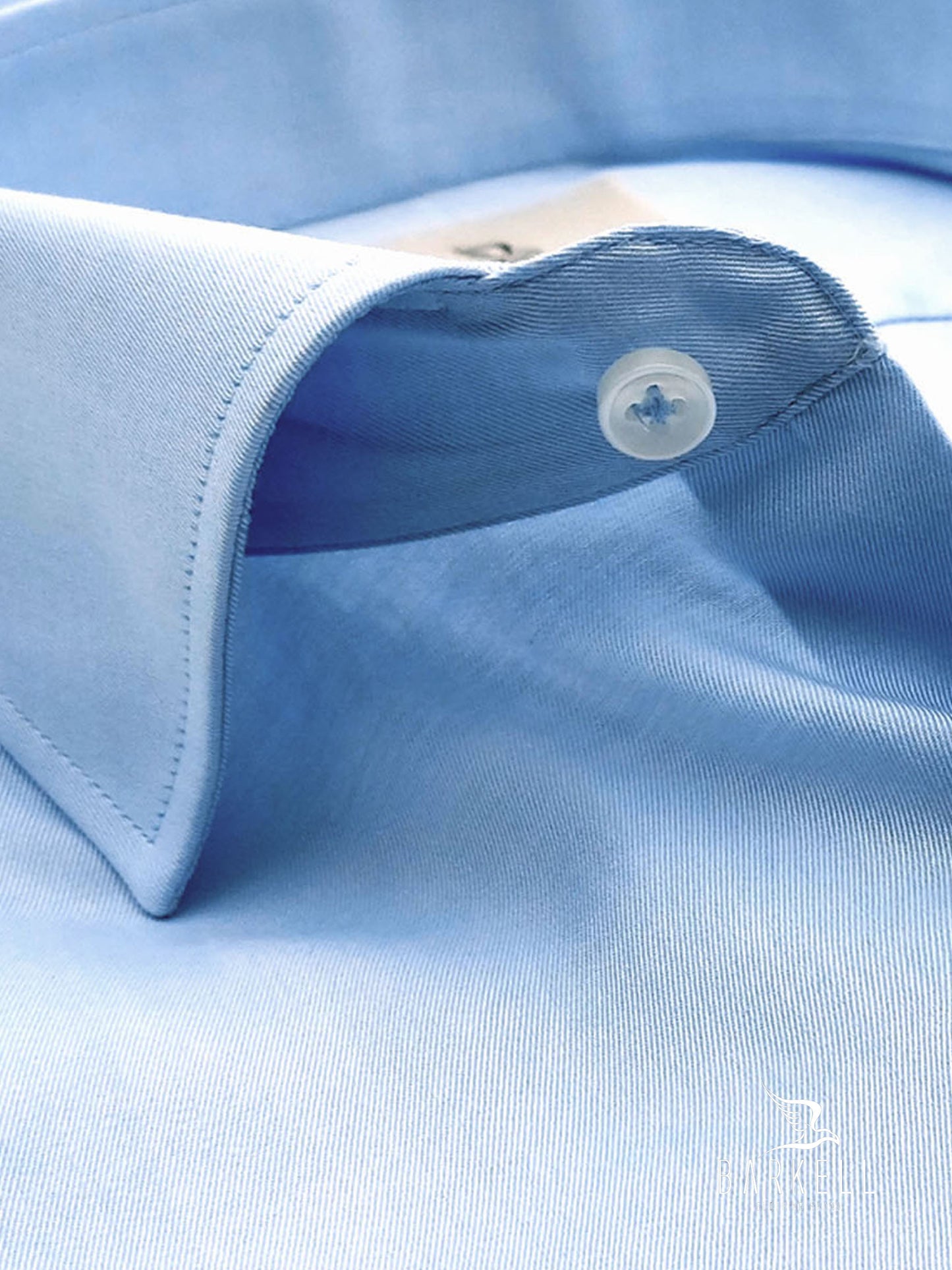 Camicia in Cotone Twill Celeste Chiaro Collo Francese