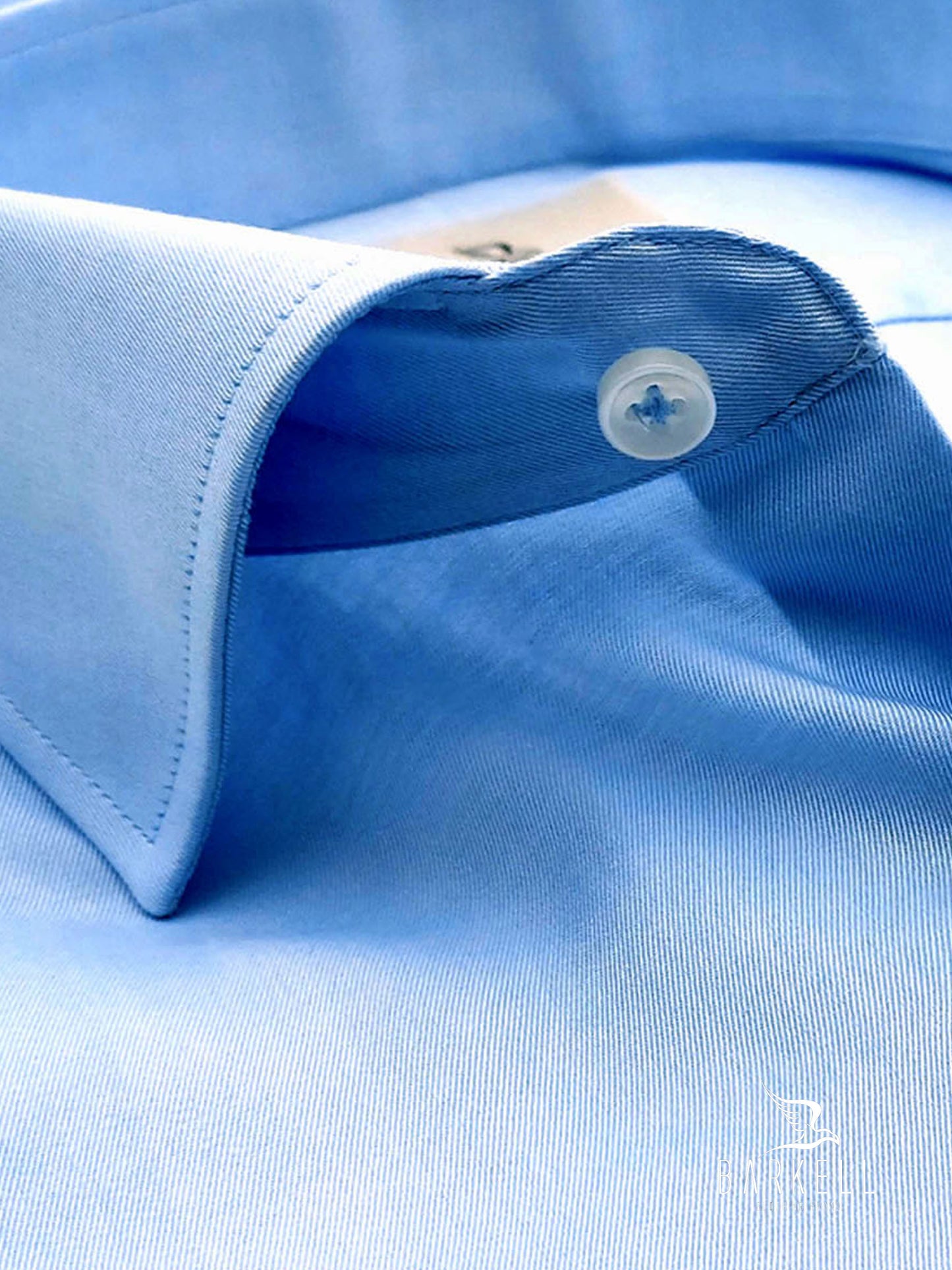 Camicia in Cotone Twill Celeste Medio Collo Francese