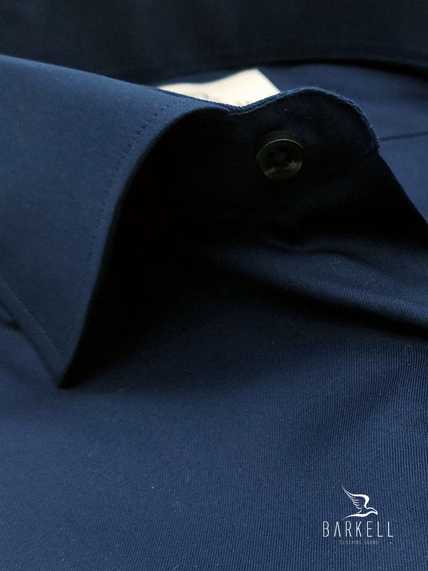 Camicia in Cotone Twill Blu Collo Francese