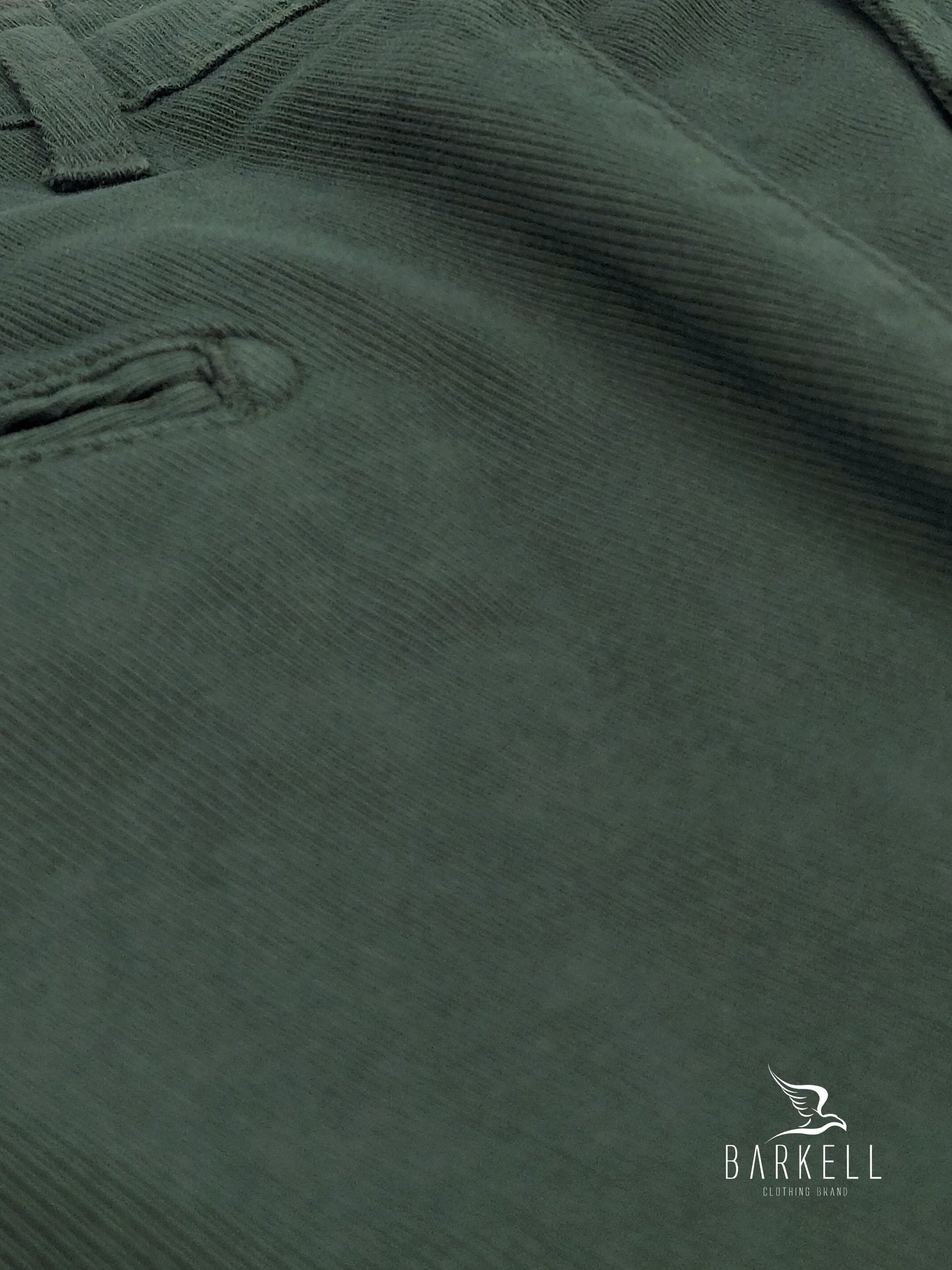 Pantalone Verde Modello Chinos in Cotone Cannettato Diagonale