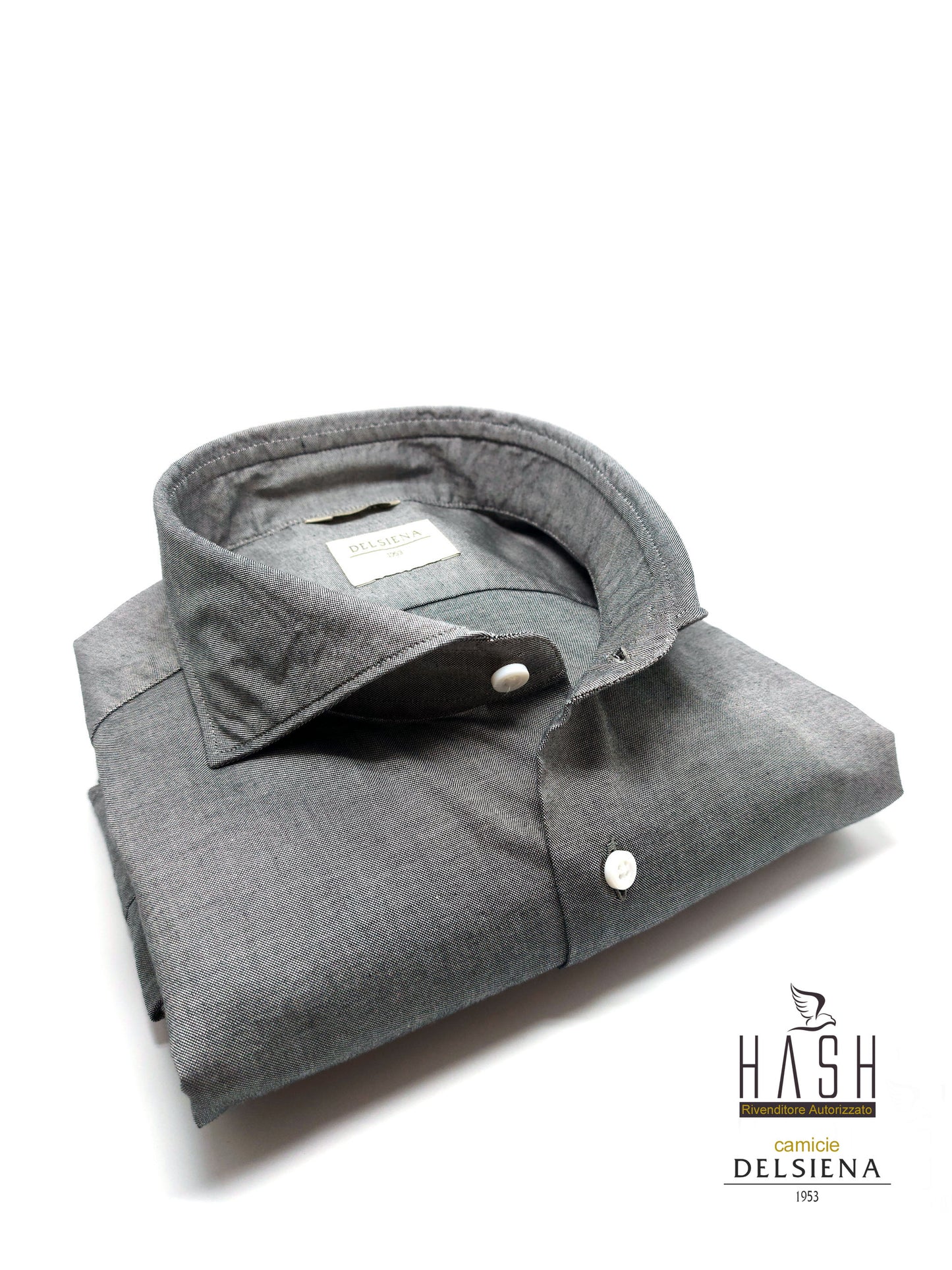 Camicia 100% Cotone Oxford Grigia Collo Francese Cutaway