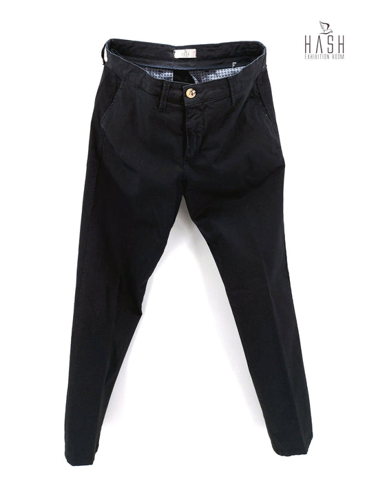 Pantalone Blu Navy Modello Chinos in Cotone Raso