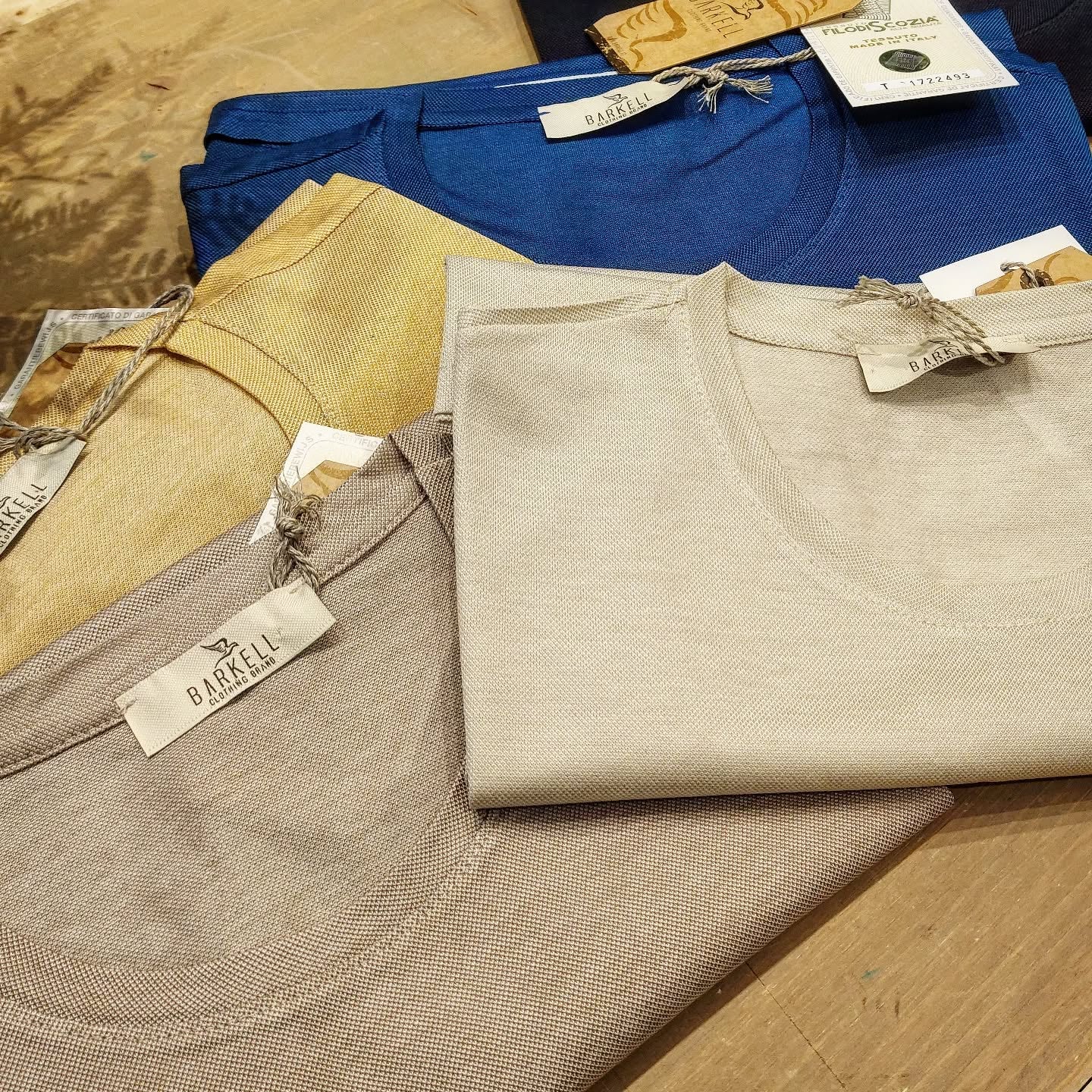 T-Shirt Girocollo in Filo di Scozia Piquet Color Blu