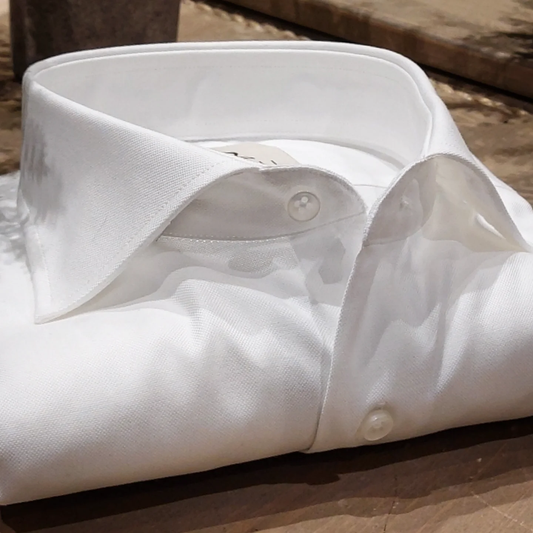 Camicia in Cotone Oxford Bianco Collo Francese