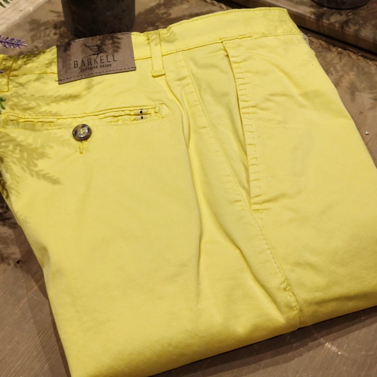 Pantalone Giallo Modello Chinos in Cotone Raso