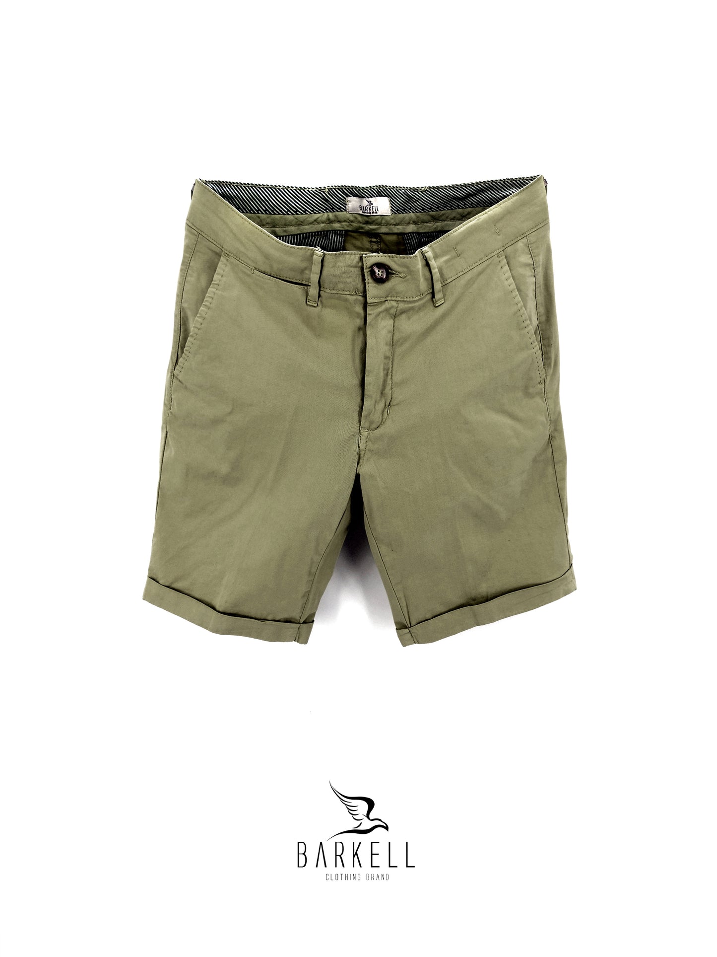 Bermuda Verde Militare Modello Chinos in Cotone Gabardina
