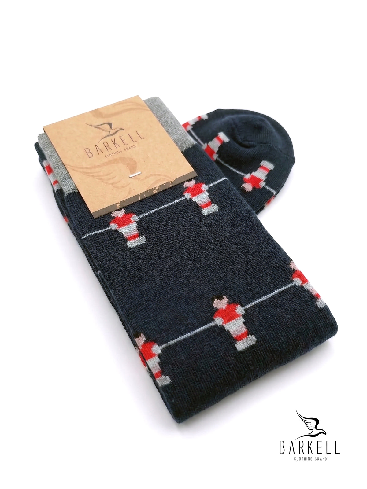 Calcetines largos de cálido algodón de alta calidad con fondo gris y estampado de guitarras