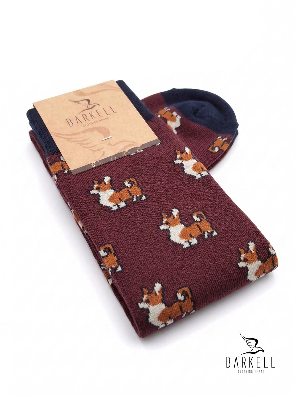 Long socks in warm high quality cotton with gray background and guitar pattern