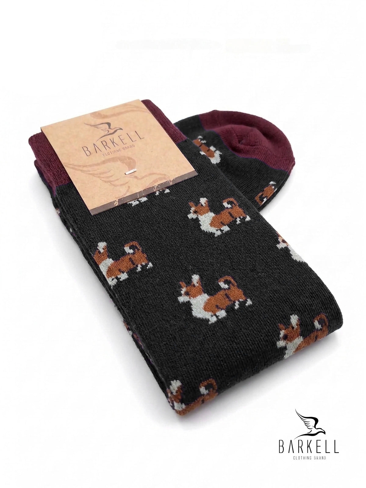 Long socks in warm high quality cotton with gray background and guitar pattern