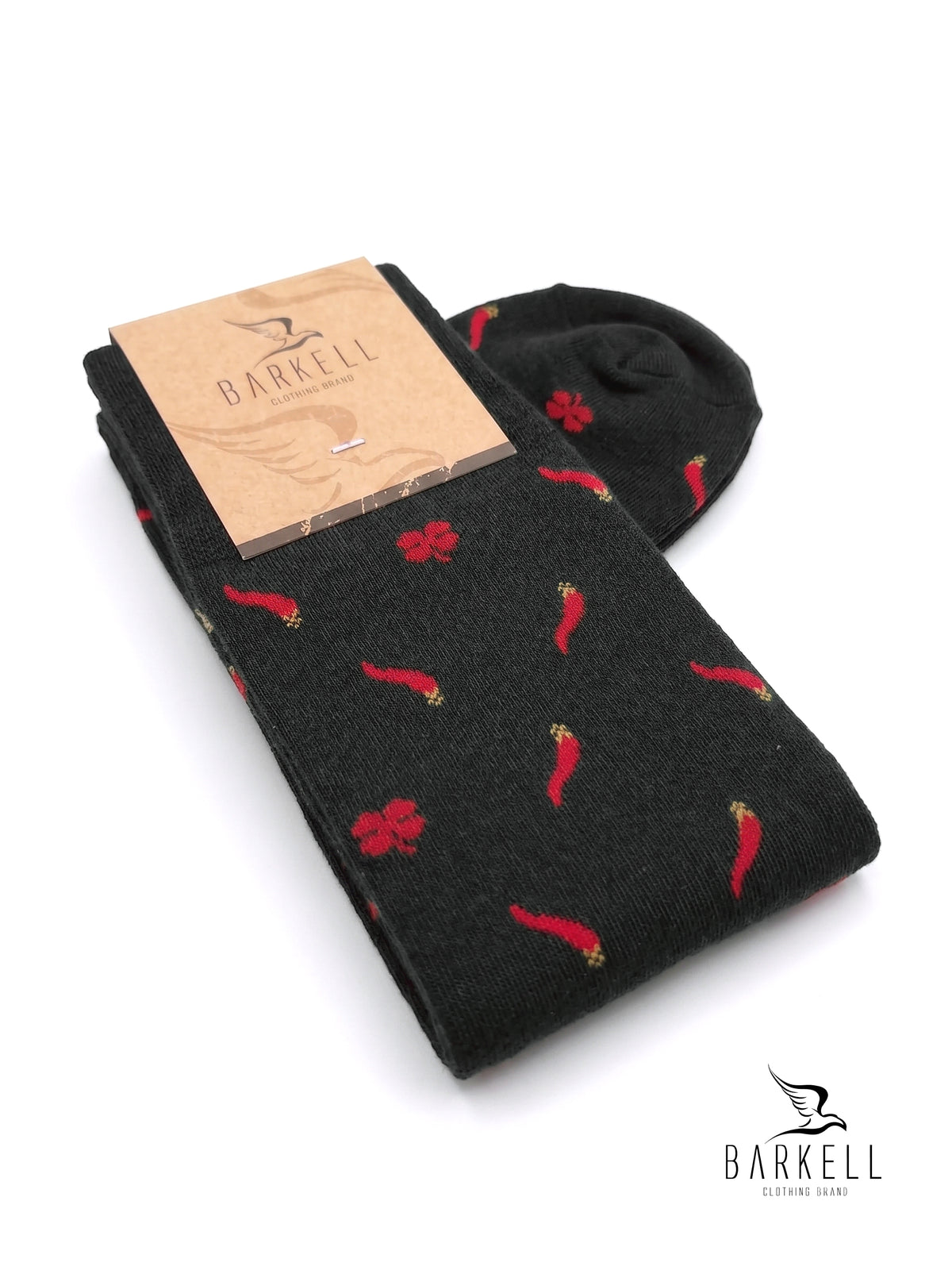 Long socks in warm high quality cotton with gray background and guitar pattern