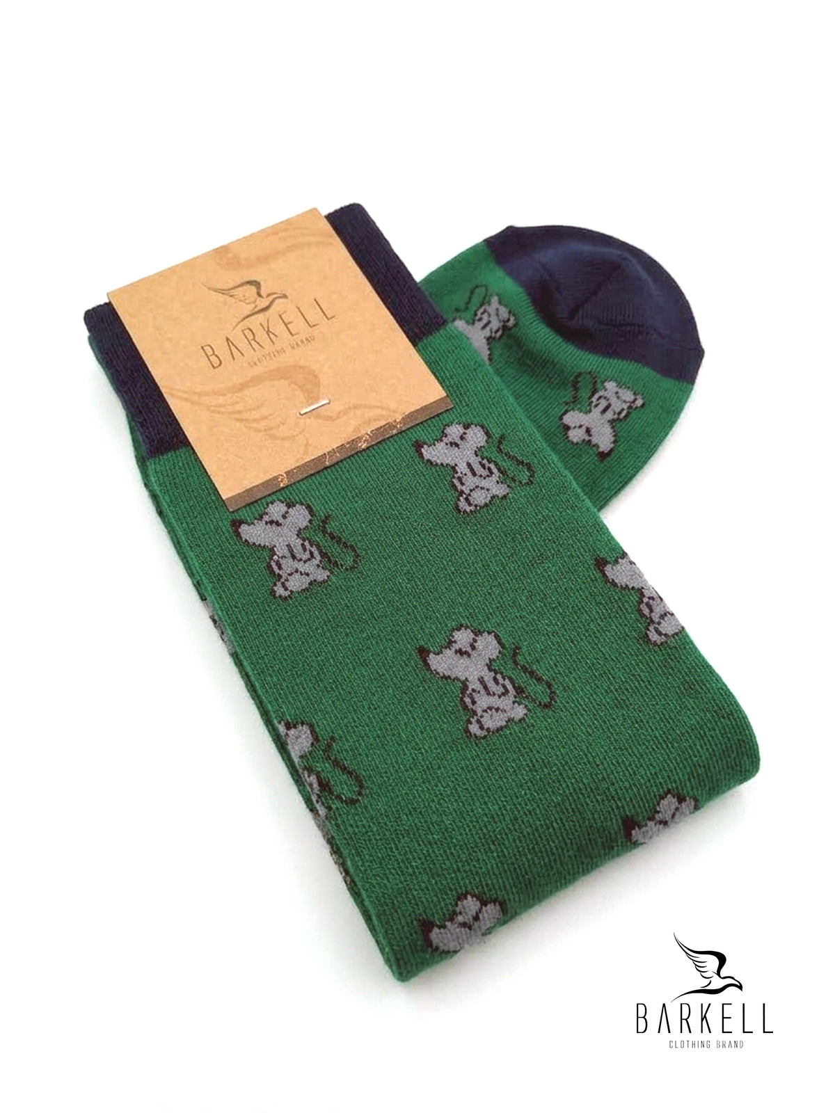 Long socks in warm high quality cotton with green background and Mickey Mouse pattern