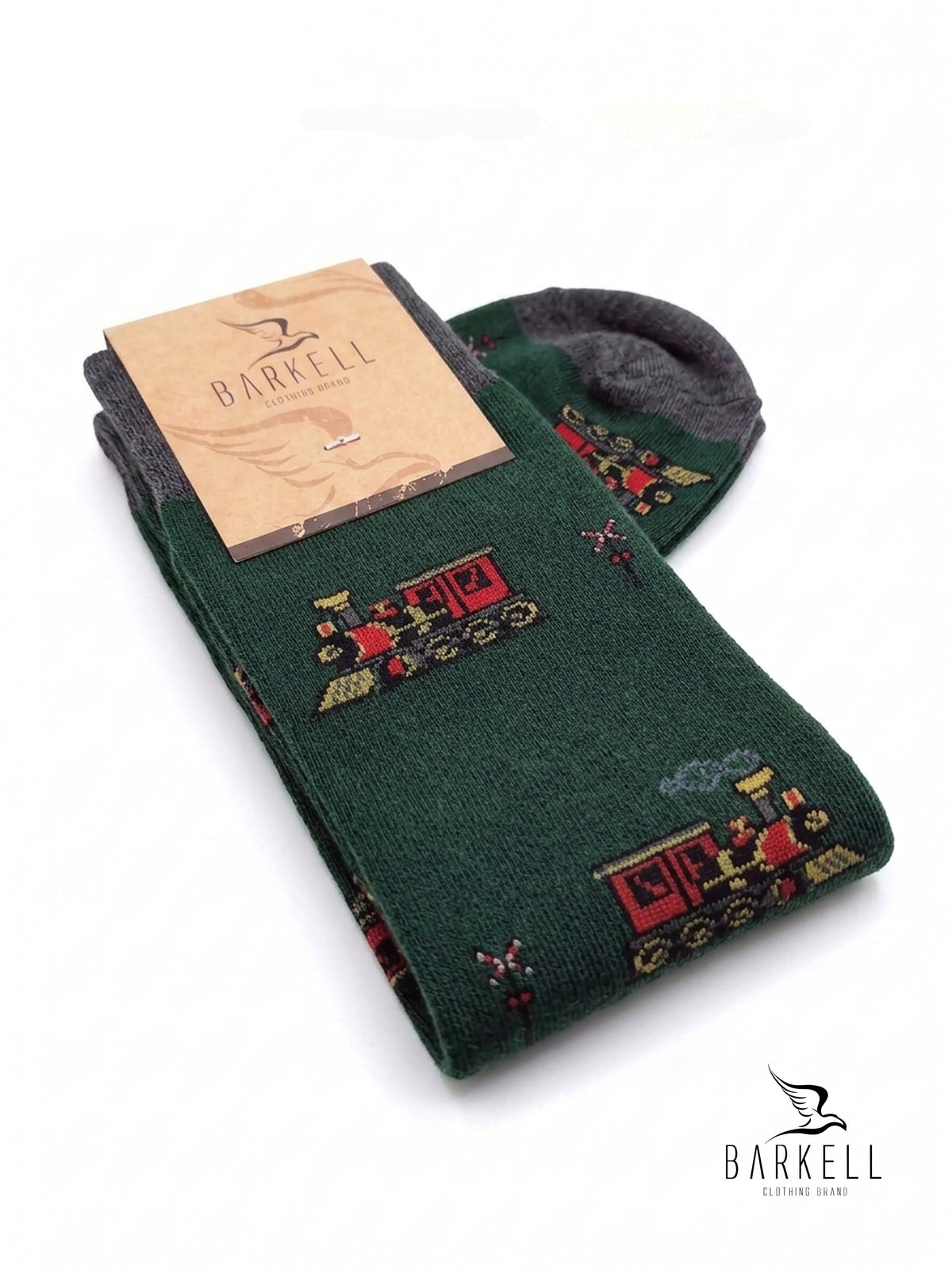 Long socks in warm high quality cotton with gray background and guitar pattern